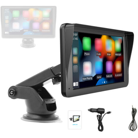 Autorradio portátil MP5 de 7 pulgadas con navegación, transmisor FM, llamadas manos libres, función Mirror Phone Link, asistente de estacionamiento trasero y lector de tarjetas USB/TF.