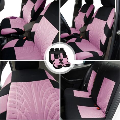 Autositzbezüge, 9-teiliges Autositzbezug-Set aus Leder, Universal-Sitzbezüge (Rosa)