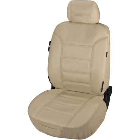 Autositzbezug Billy aus echtem Leder, PKW-Schonbezug Echtleder, Vordersitzbezug ZIPP-IT beige