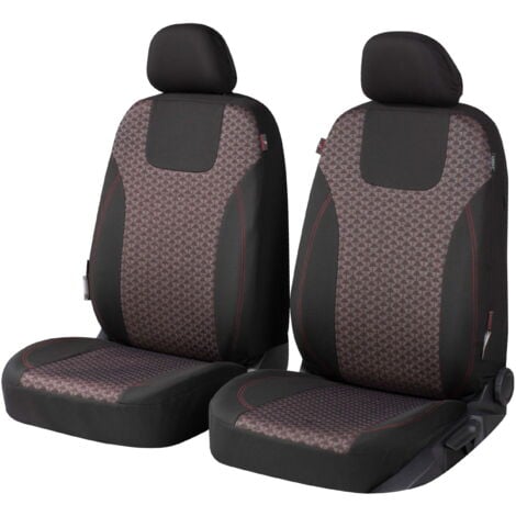 WALSER Autositzbezug ZIPP-IT Premium Redring, PKW-Schonbezüge für 2 Vordersitze mit Reißverschluss-System schwarz/rot