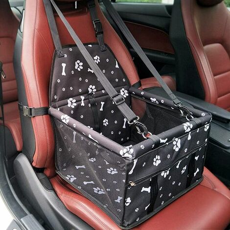 Autositzerhöhung für Hunde, Haustier-Transportbox mit Sicherheitsgurt – Wasserdichte Tasche, Auto-Kissenmatte für Hund und Katze (Schwarz)