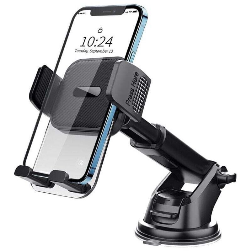 Soporte para teléfono de coche, versión mejorada 2024 para salpicadero [Ventosa ultrarresistente], rotación de 360° y manejo con una sola mano,