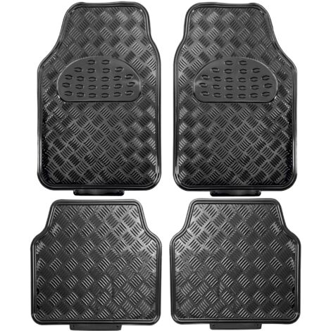 Autoteppich PVC schwarz 4 Teile Aluminium-Muster