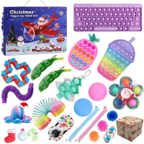 QIYAO Autre décoration pour Noël, Calendrier de l'Avent compte à rebours de Noël, ensemble de jouets Fidget pour la maison, l'école, le bureau, la fête, jeu parent-enfant