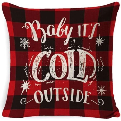 Autre décoration pour Noël,1PC housses de coussin de décoration de Noël à carreaux de rouge 45 x 45cm, décoration de ferme,arbre de Noël, housse de coussin en coton et lin
