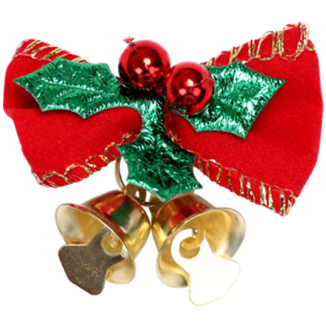 Autres décorations de Noël – Lot de 4 nœuds de Noël avec cloches de Noël, mini nœuds pour décoration d'arbre de Noël.