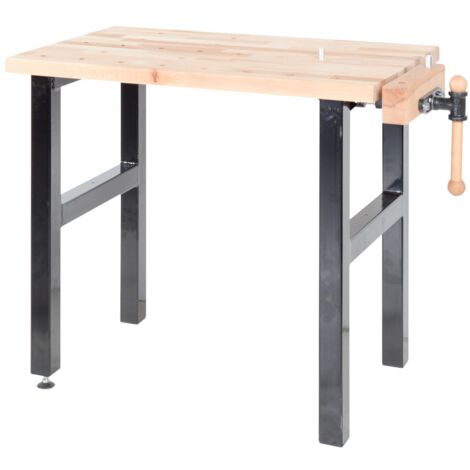 AUTRES Établi de bricolage 1000 mm avec étau - Plateau hêtre massif et pieds acier