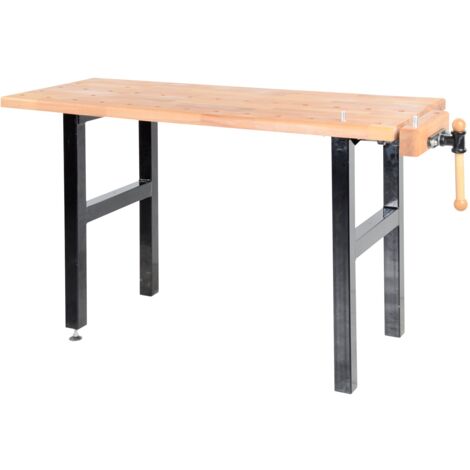 AUTRES Établi de bricolage 1500 mm avec étau - Plateau hêtre massif et pieds acier