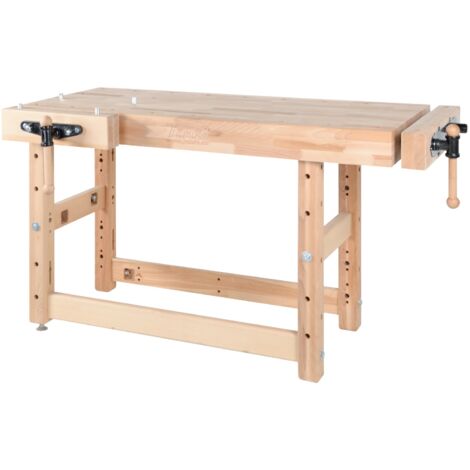 AUTRES Établi menuiserie 1500 mm - Plateau hêtre 120 mm - Étaux double broche