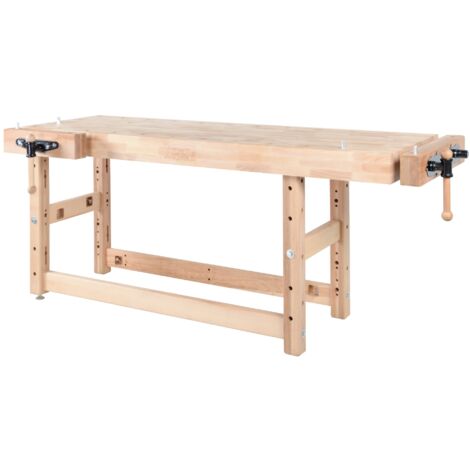 AUTRES Établi menuiserie 2000 mm - Hauteur 1100 mm - Hêtre 120 mm - Double broche