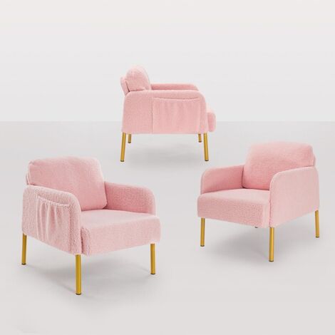 Autres fauteuils casual armchair single sofa style scandinave laine de moutonrosé Mondeer