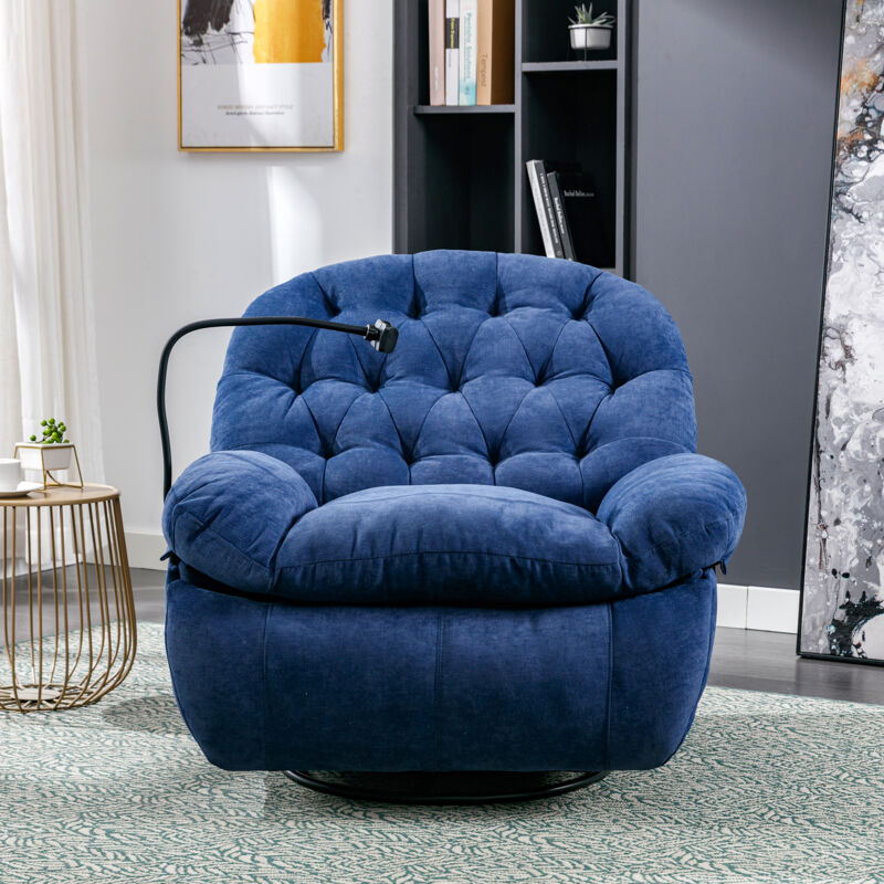 Autres fauteuils Fauteuil de Massagede Relaxation Pivotante à 360° ajustable et inclinable. chauffage 90 à 130℃ et 5 modes et 4 parts en Tissu Bleu