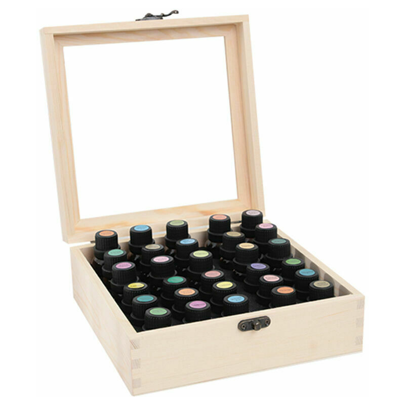 Autres rangements 30 fentes en bois boîte d'huile essentielle organisateur contient 5-15 ml bouteilles d'huile essentielle de pin étui de transport