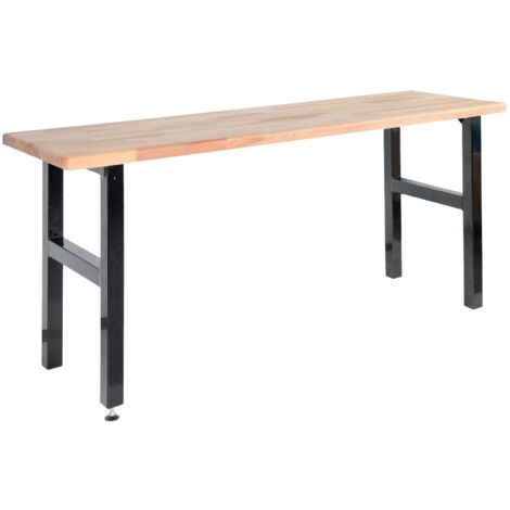 AUTRES Table de travail Hobby 2000 mm - Établi bois hêtre massif et pieds acier