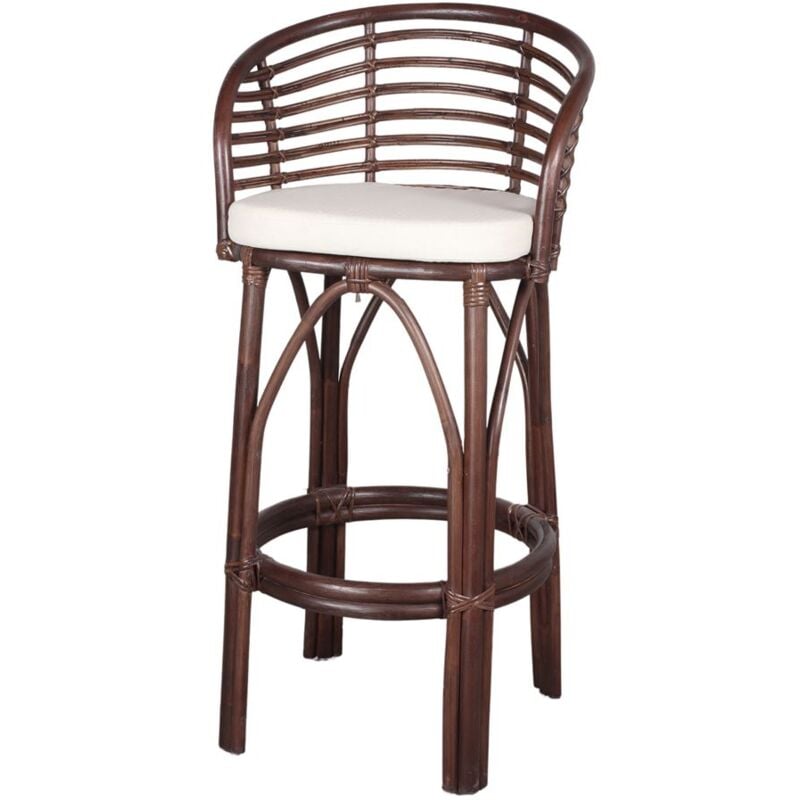 AUTRES Tabouret haut en bambou et rotin avec un style tropical - modèle 026 - marron