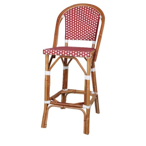 AUTRES Tabouret haut en rotin avec un style bistrot - modèle 080 - rouge