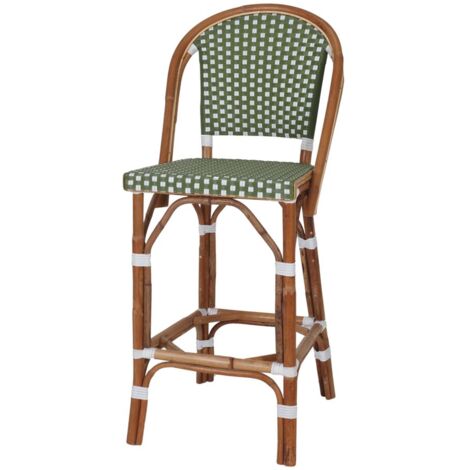 AUTRES Tabouret haut en rotin avec un style bistrot - modèle 080 - vert