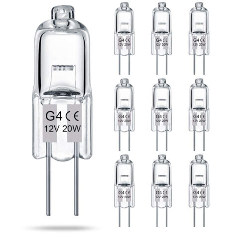 AUTRUCKER 10 ampoules G4, ampoules halogènes, culot à double broche, LED halogènes G4 transparentes basse tension, 12 V, 20 W