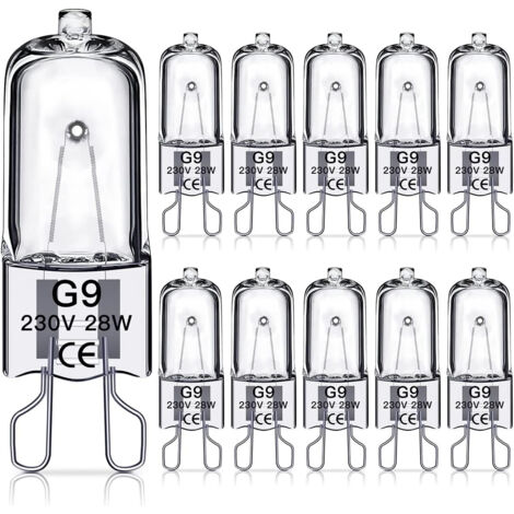AUTRUCKER 10 ampoules halogènes transparentes G9 basse tension, ampoules à deux broches à intensité variable, adaptées aux fours, 230 V, 28 W.