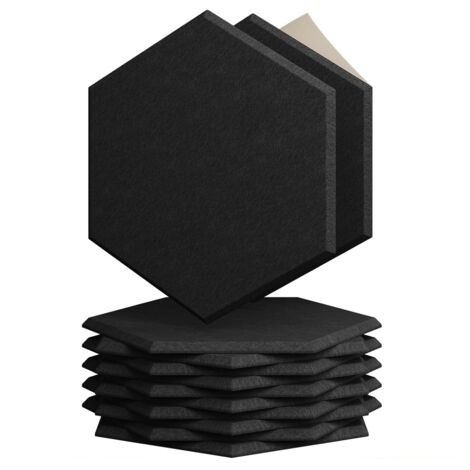 AUTRUCKER 12 panneaux d'isolation acoustique hexagonaux auto-adhésifs, panneaux absorbants acoustiques hexagonaux en fibre de polyester, 2630150,9 cm, noir