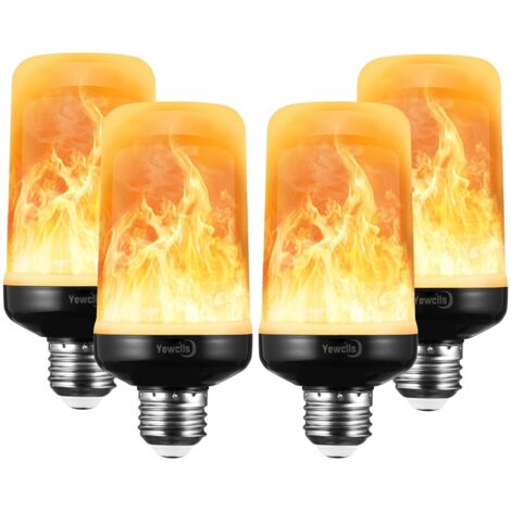 AUTRUCKER Ampoules à effet flamme, 4 modes, culot E26, idéales pour Halloween, les décorations de Noël, les fêtes (lot de 4, lumière chaude)