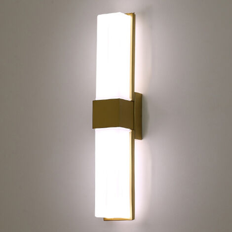 AUTRUCKER Applique murale extérieure de luxe pour couloir, applique murale minimaliste et moderne à LED pour escalier, double tête, dorée 14W, lumière tricolore