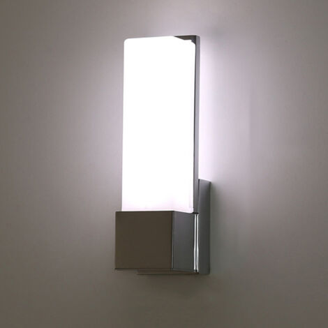 AUTRUCKER Applique murale extérieure LED pour cour/allée, abat-jour en verre, lampe de chambre/couloir, une seule tête, argentée - 7W, lumière tricolore.