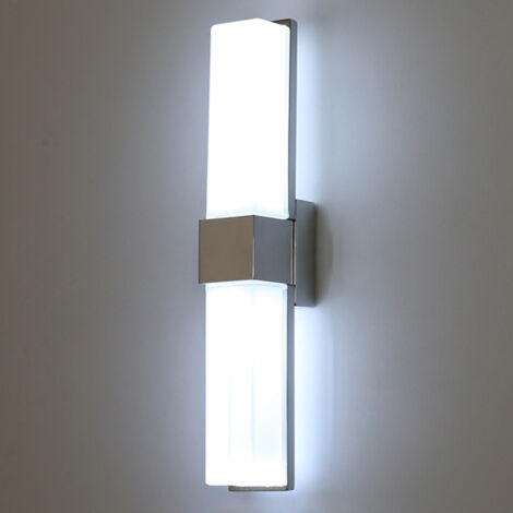 AUTRUCKER Applique murale extérieure moderne câblée, luminaire en verre transparent, double tête, argentée - 14W, lumière blanche.