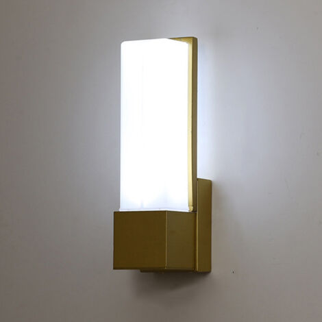 AUTRUCKER Applique murale LED extérieure pour cour, applique murale LED minimaliste et moderne pour escalier, à une seule tête, dorée - 7W, lumière blanche.