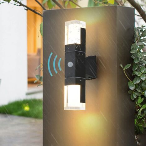 AUTRUCKER Applique murale LED extérieure pour jardin, éclairage mural, double tête 86-265 V, détecteur de mouvement - 14 W, lumière neutre 4000 K