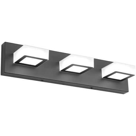 AUTRUCKER Applique murale LED moderne pour miroir de salle de bain, éclairage multi-têtes en acrylique, rotation à 360°, trois têtes, noir, 24W, lumière blanche