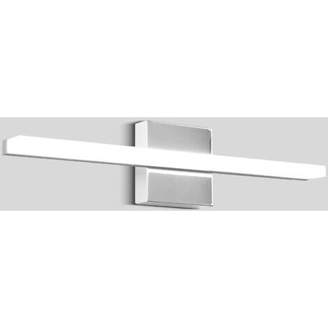 AUTRUCKER Applique murale rectangulaire LED en acrylique, argentée, 40 cm, 9 W, lumière blanche, pour salle de bain/chambre à coucher.