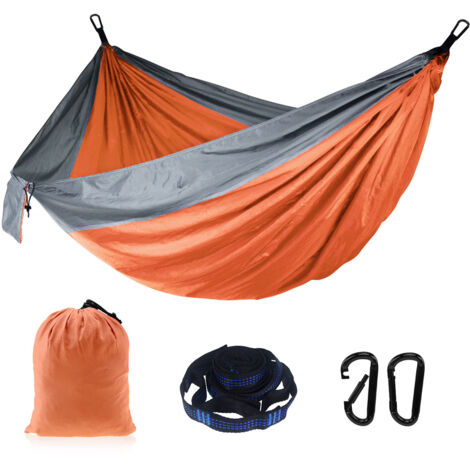 AUTRUCKER Hamac simple (270 x 140 cm)  Charge maximale : 300 kg  Comprend 2 mousquetons et 2 sangles  pour une utilisation intérieure et extérieure (02)