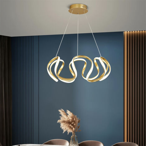 AUTRUCKER Moderne, dimmbare LED-Pendelleuchte, unregelmäßiges Design, höhenverstellbar, für Wohnzimmer, Schlafzimmer, Esszimmer, Gold