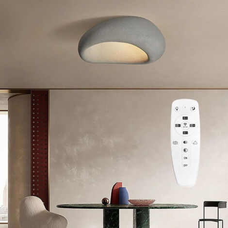 AUTRUCKER Plafonnier en polystyrène haute densité gris 45 cm trois tons avec télécommande 220V E27 tête de lampe pour chambre lampe de salon simple