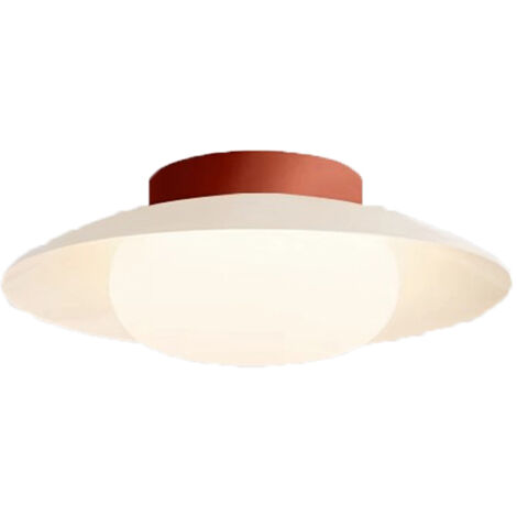 AUTRUCKER Plafonnier encastré pour couloirs et balcons, plafonnier en forme de bol, 220V, 35cm, bordeaux + blanc laiteux, lumière tricolore