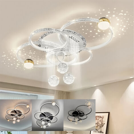 AUTRUCKER Plafonnier LED à intensité variable, suspension de style nordique, température de couleur 3000K-6500K, suspension blanche, convient aux chambres