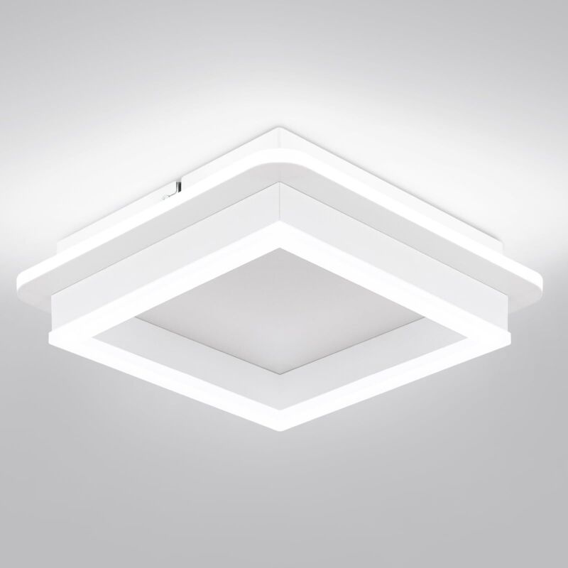 AUTRUCKER Applique murale carrée moderne pour entrée, plafonnier LED, plafonnier en acrylique, carré, blanc, trois couleurs réglables.