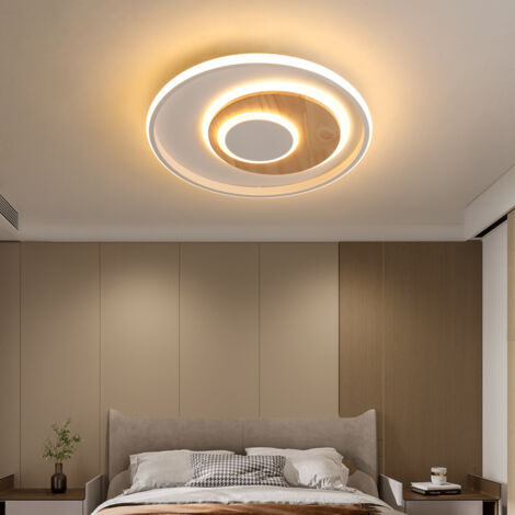 AUTRUCKER Plafonnier LED moderne et minimaliste de style nordique pour chambre, luminaire rond, [rond 30 x 5 cm] 18 W, lumière chaude