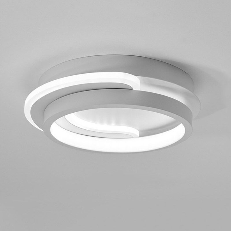 AUTRUCKER Plafonnier rond moderne, plafonnier encastré en métal, plafonnier LED rond, rond, blanc, trois couleurs réglables.