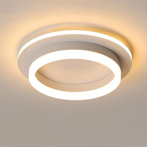 AUTRUCKER Plafonnier LED rond simple, plafonnier encastré pour couloir, petit plafonnier, rond, blanc, trois couleurs réglables.