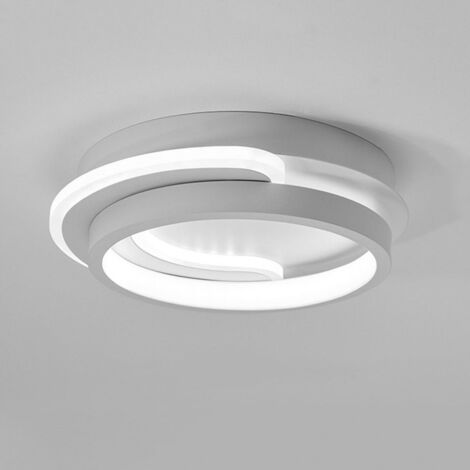 AUTRUCKER Plafonnier rond moderne, plafonnier encastré en métal, plafonnier LED rond, rond, blanc, trois couleurs réglables.