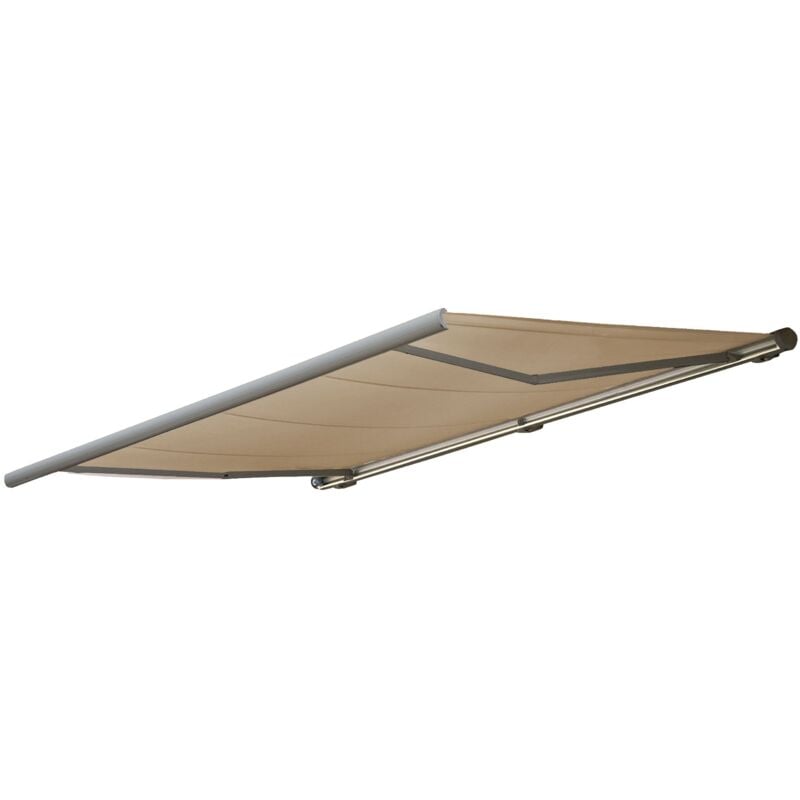 Décoshop26 - Auvent à cassette électrique t122 auvent à cassette complète 4 x 3m polyester crème cadre gris 040005776