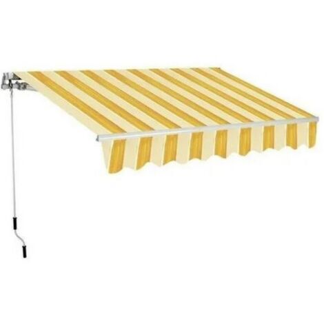 Auvent a' enrouleur SanGiorgio jaune / blanc / orange 2x3 m fixation au plafond et au mur