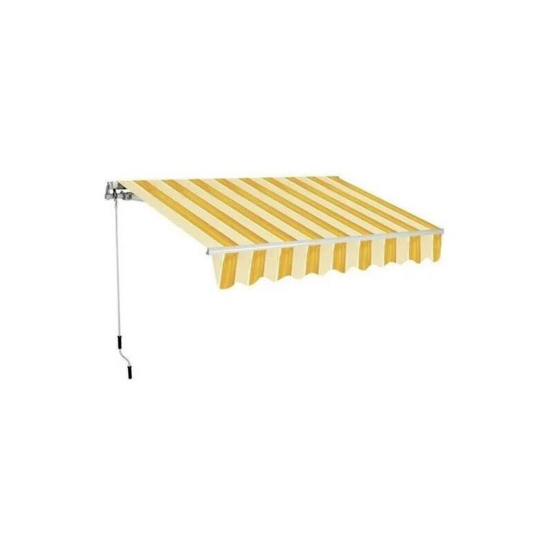 Sangiorgio - Auvent a' enrouleur jaune / blanc / orange 2x3 m fixation au plafond et au mur