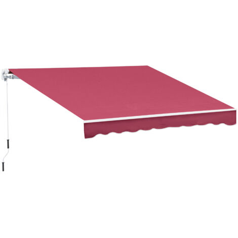 Auvent à rouleaux rabattable avec manivelle, aluminium et polyester, 295x245cm, rouge foncé