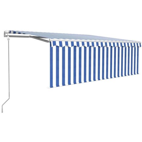 Auvent automatique rétractable avec store 4x3 m Bleu et blanc