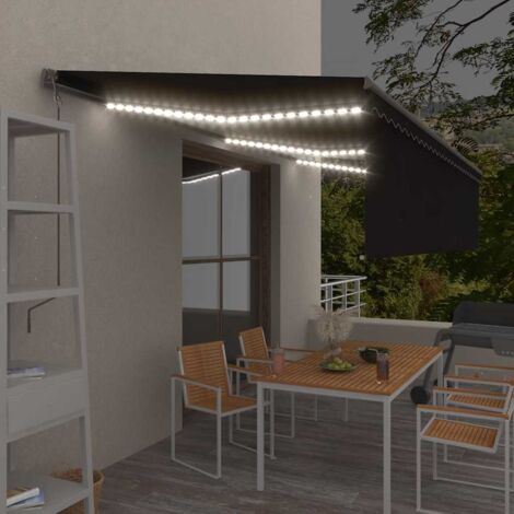 Auvent automatique store capteur de vent/LED  Store Banne Marquise 6x3 m Anthracite 24541