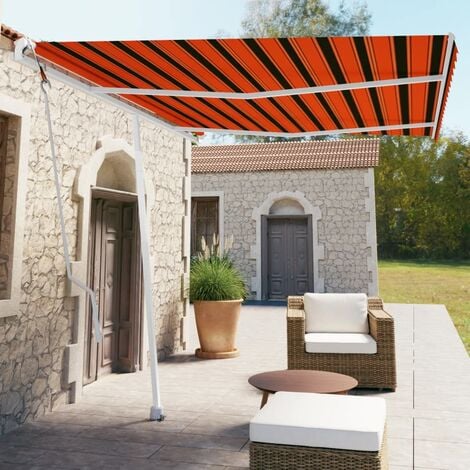 Auvent automatique sur pied | Store Banne Marquise 350x250 cm Orange/marron 93038 - Orange