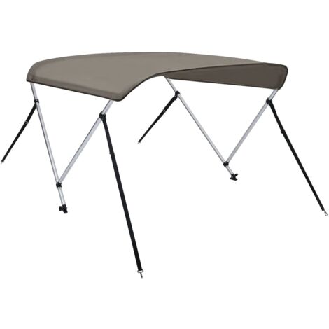 Auvent bimini à 2 arceaux gris 180x130x110 cm
